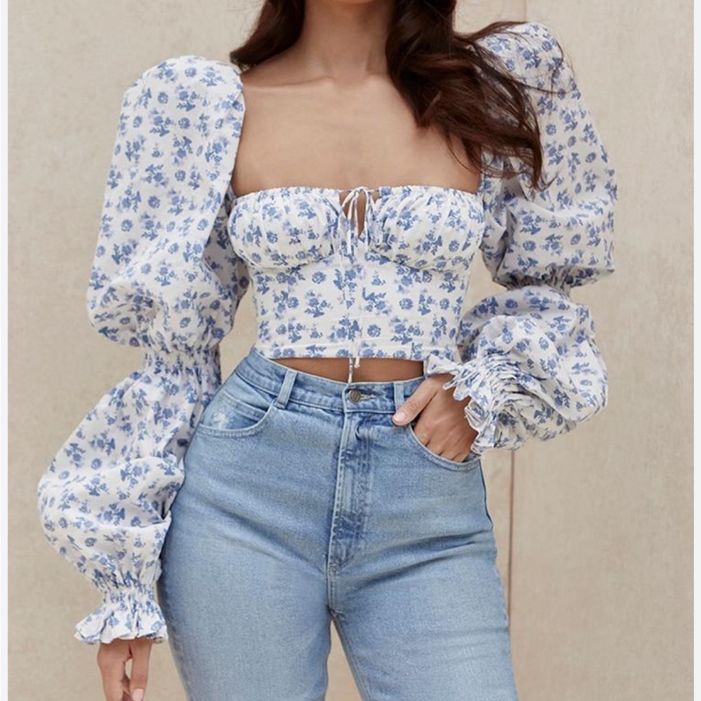 House of CB Cream Ruffled Bustier Blouse